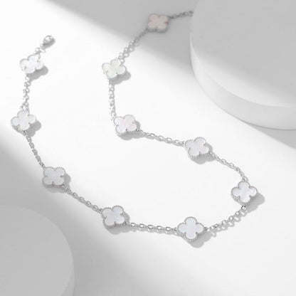 [Crown & Jewelry]CLOVER 10 MOTIFS WHITE MOTHER OF PEARL NECKLACE