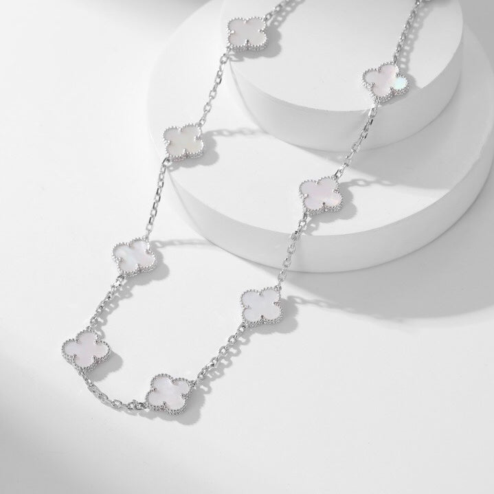 [Crown & Jewelry]CLOVER 10 MOTIFS WHITE MOTHER OF PEARL NECKLACE