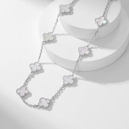 [Crown & Jewelry]CLOVER 10 MOTIFS WHITE MOTHER OF PEARL NECKLACE