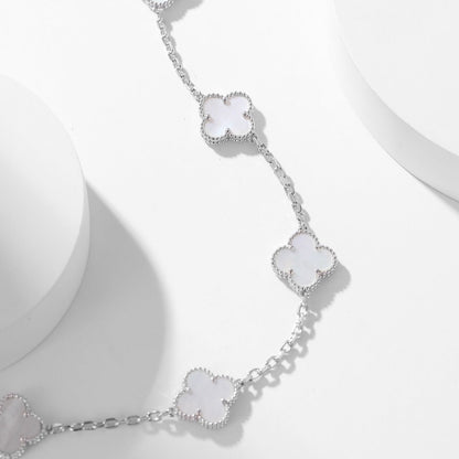 [Crown & Jewelry]CLOVER 10 MOTIFS WHITE MOTHER OF PEARL NECKLACE
