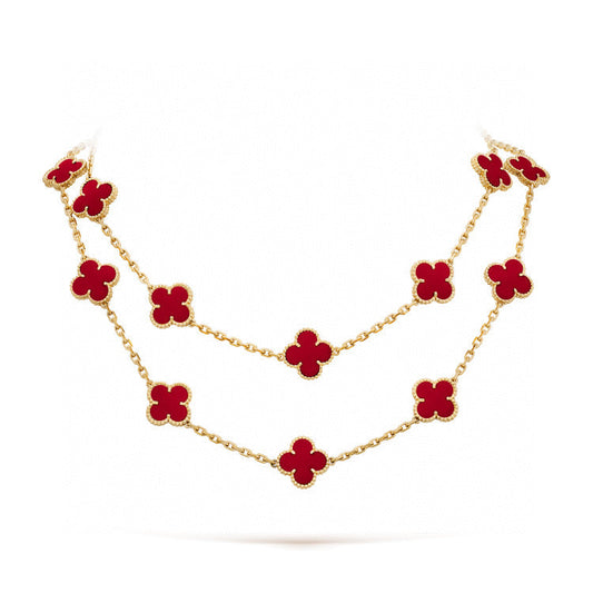 [Crown & Jewelry]CLOVER 20 MOTIFS CARNELIAN NECKLACE