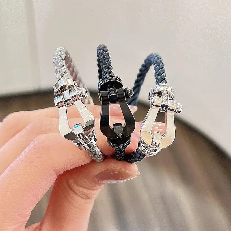 [Crown & Jewelry]FORCE LARGE HORSESHOE HALF DIAMOND BRACELET GOLD