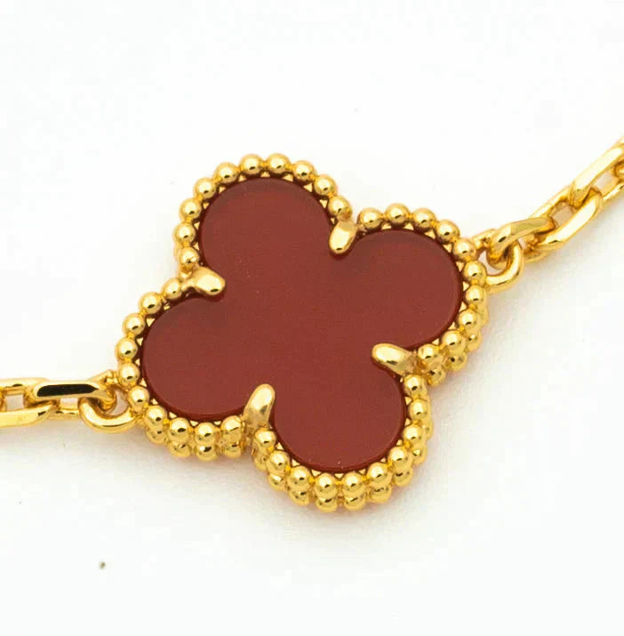 [Crown & Jewelry]CLOVER  5 MOTIFS CARNELIAN GOLD BRACELET