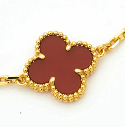 [Crown & Jewelry]CLOVER  5 MOTIFS CARNELIAN GOLD BRACELET