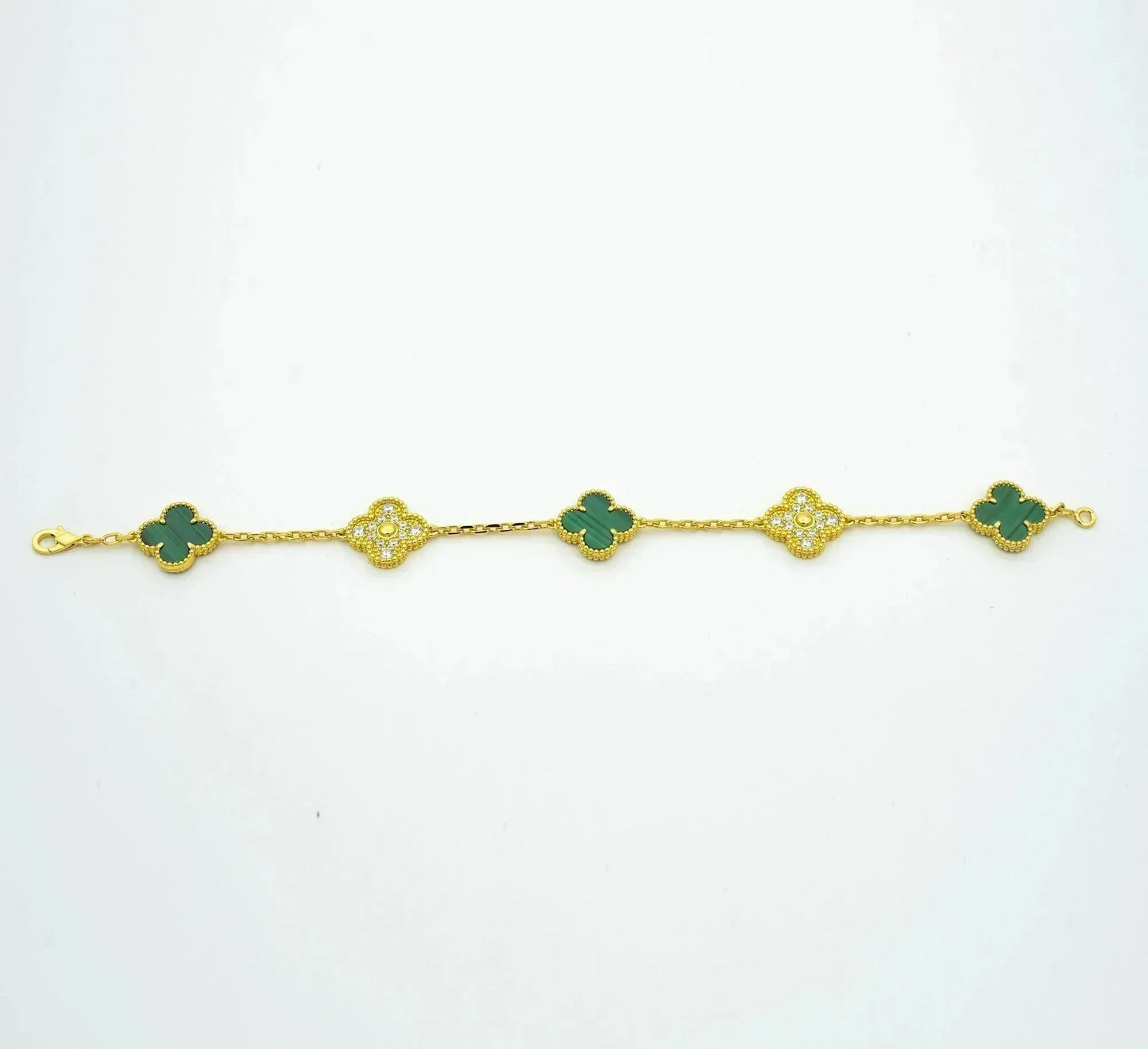 [Crown & Jewelry]CLOVER  5 MOTIF MALACHITE DIAMOND BRACELET