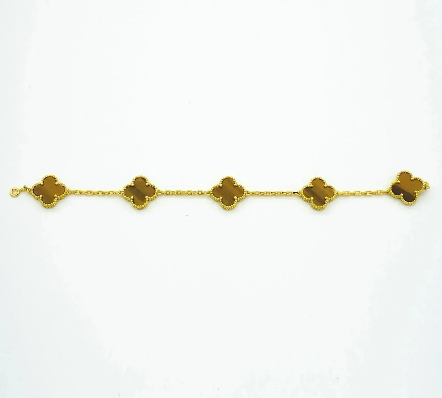 [Crown & Jewelry]CLOVER  5 MOTIFS TIGER EYE BRACELET