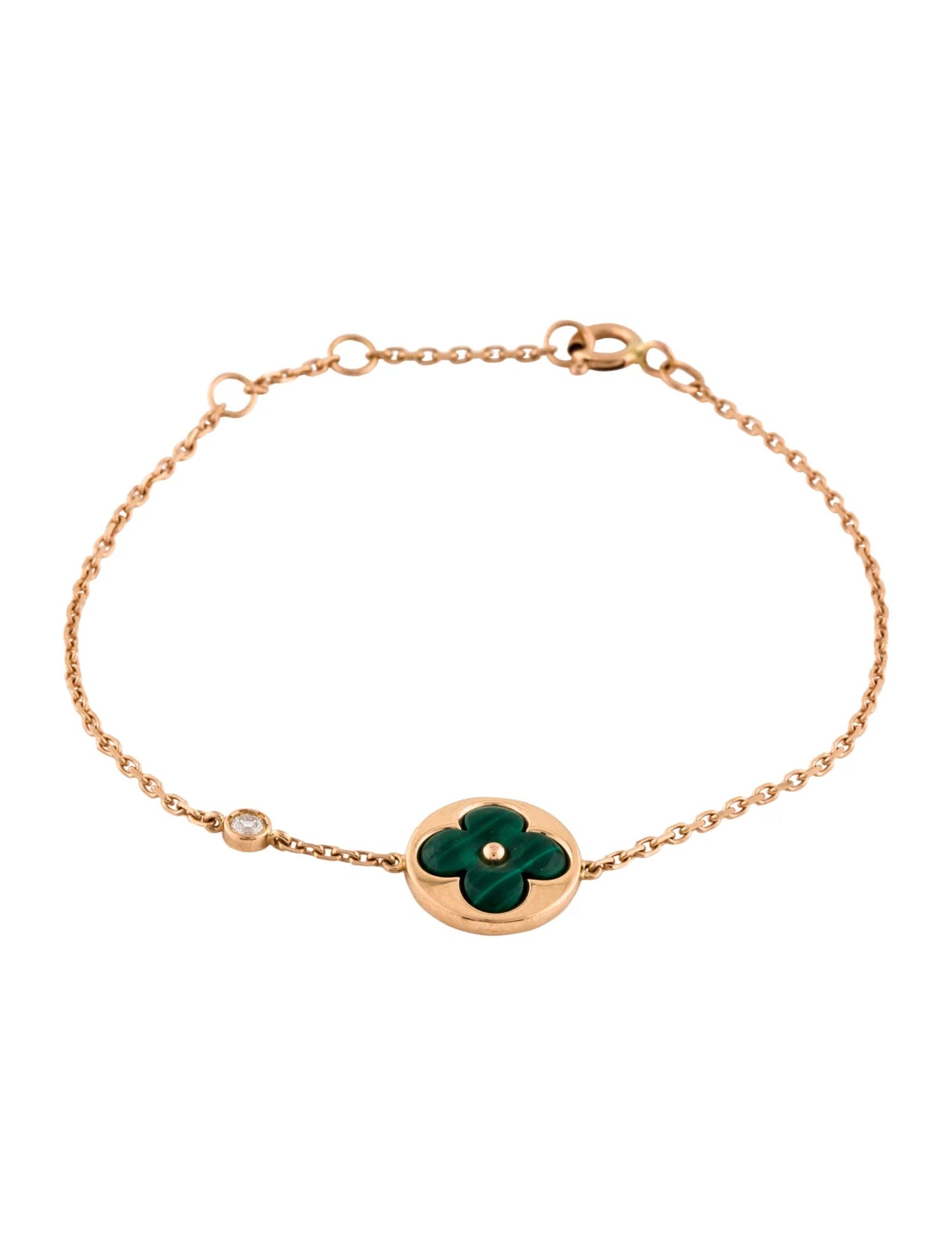 [Crown & Jewelry]SUN MALACHITE 1 DIAMOND PINK GOLD BRACELET