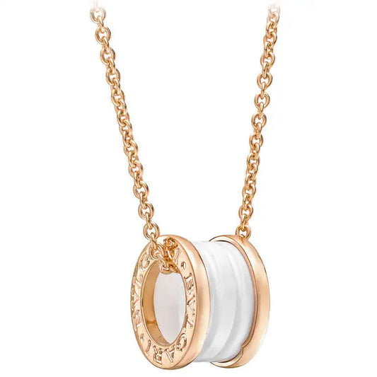 [Crown & Jewelry]ZERO 1 WHITE CERAMIC PINK GOLD DIAMOND NECKLACE