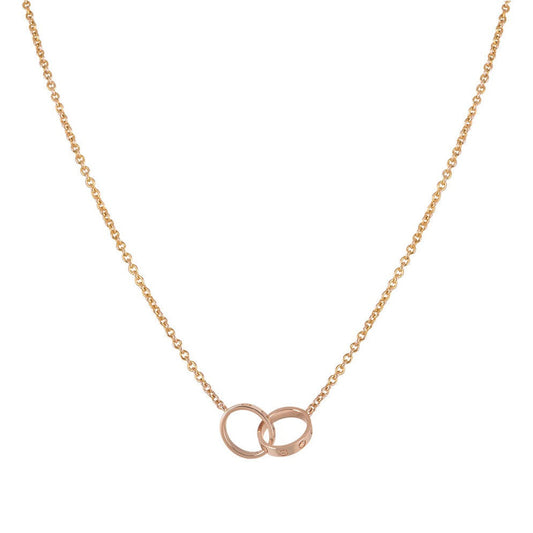 [Crown & Jewelry]LOVE NECKLACE DOUBLE RING PINK GOLD