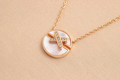 [Crown & Jewelry]JEUX DE ROSE GOLD DIAMOND NECKLACE