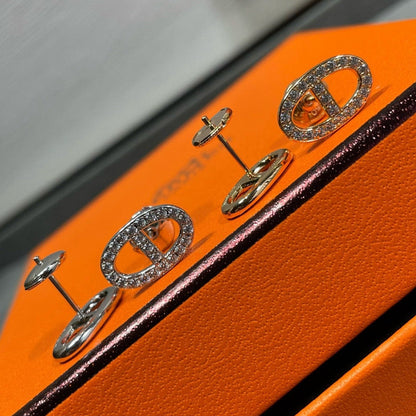 [Crown & Jewelry]HM FULL DIAMOND PIG NOSE STUD EARRINGS