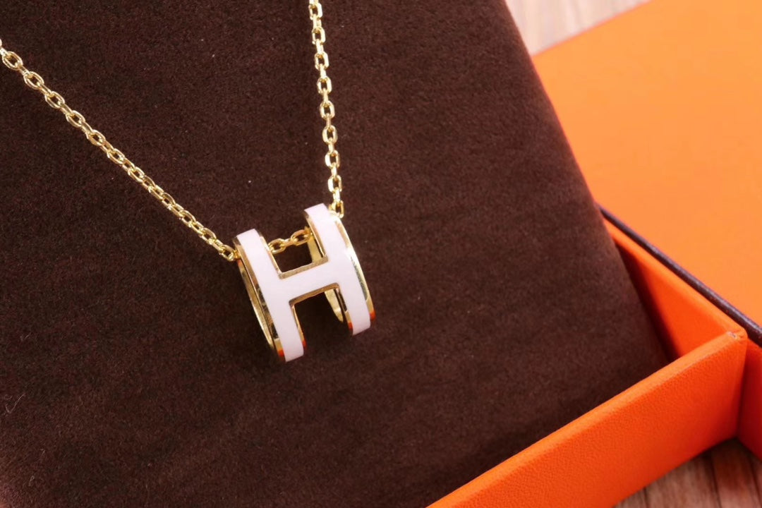 [Crown & Jewelry]HM CLIC YELLOW ENAMEL GOLD NECKLACE