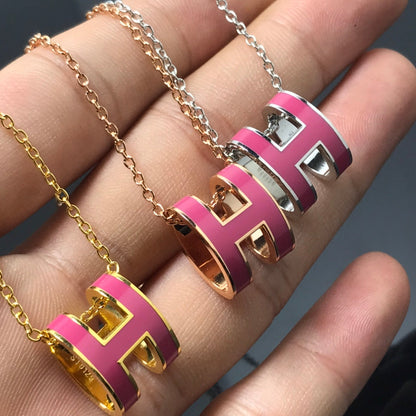 [Crown & Jewelry]H NECKLACE PINK