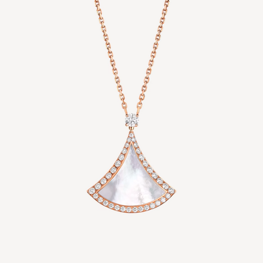 [Crown & Jewelry]DREAM MOP DIAMOND PAVED PINK GOLD NECKLACE
