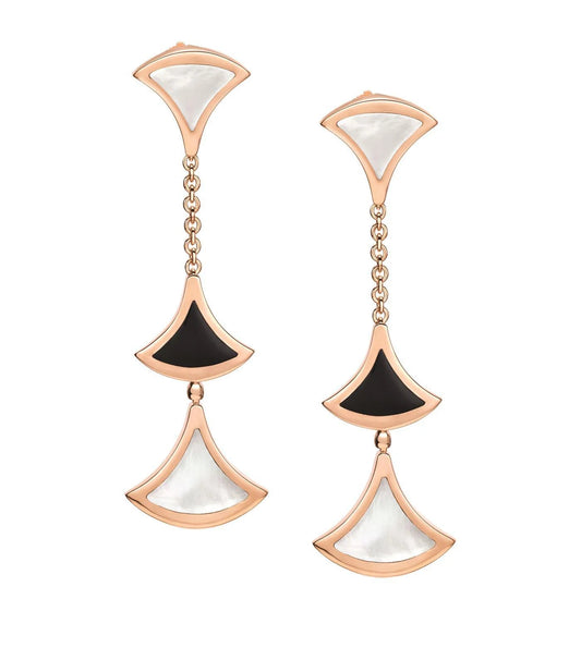 [Crown & Jewelry]DREAM EARRINGS 3 MOTIFS ONYX MOP PINK GOLD