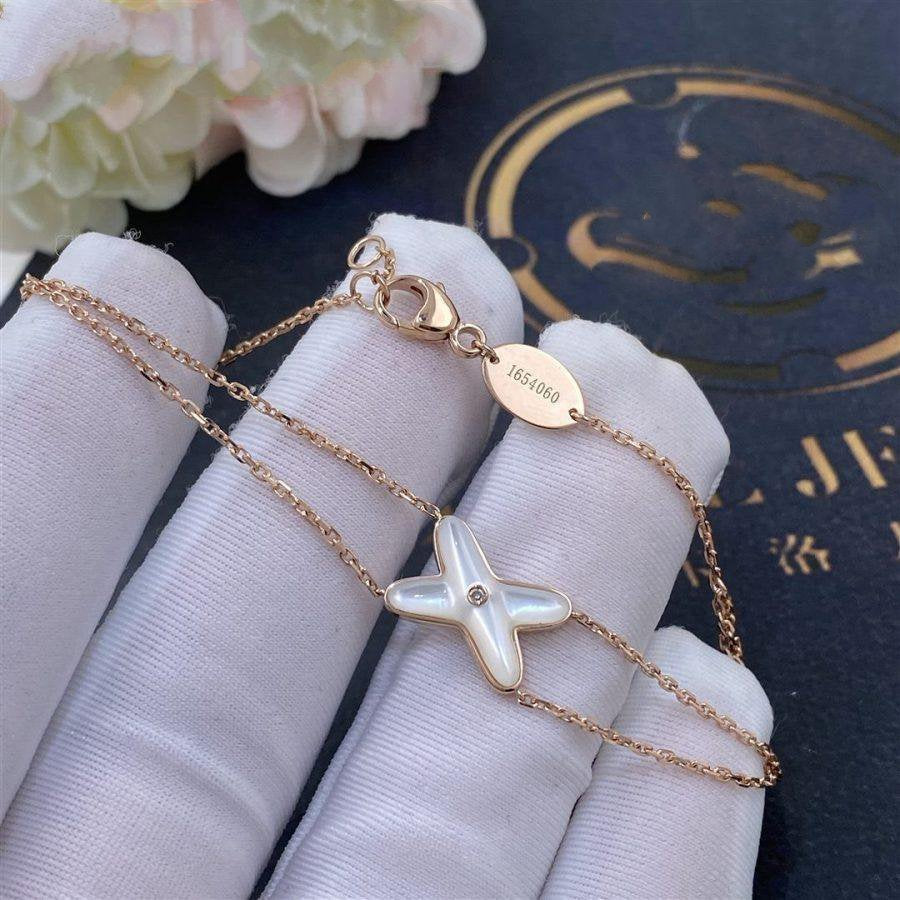 [Crown & Jewelry]JEUX BRACELET WHITE MOP PINK GOLD 1 DIAMOND