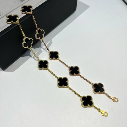 [Crown & Jewelry]CLOVER  5 MOTIFS BLACK ONYX BRACELET