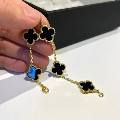 [Crown & Jewelry]CLOVER  5 MOTIFS BLACK ONYX BRACELET