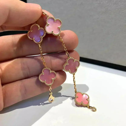[Crown & Jewelry]CLOVER 5 PINK MOP BRACELET