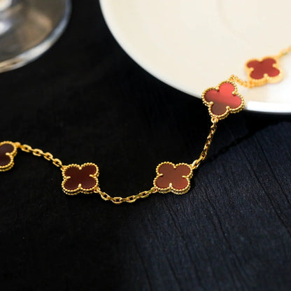 [Crown & Jewelry]CLOVER 5 MOTIFS RED AGATE  BRACELET