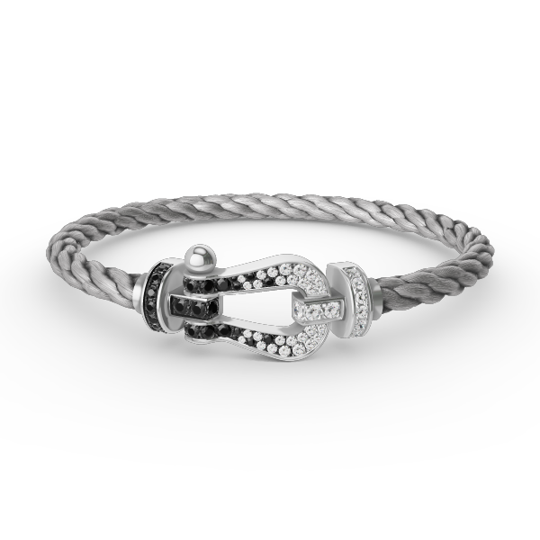 [Crown & Jewelry]FORCE LARGE HORSESHOE BLACK WHITE DIAMOND BRACELET SILVER