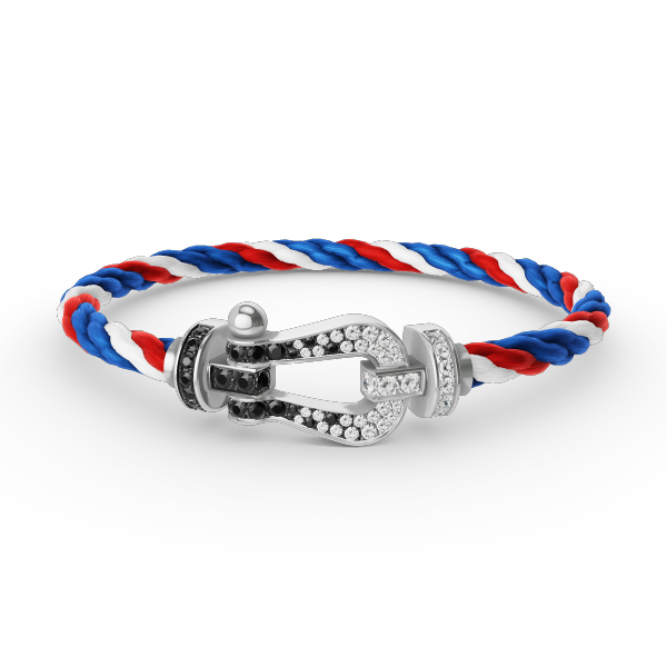 [Crown & Jewelry]FORCE LARGE HORSESHOE BLACK WHITE DIAMOND BRACELET SILVER