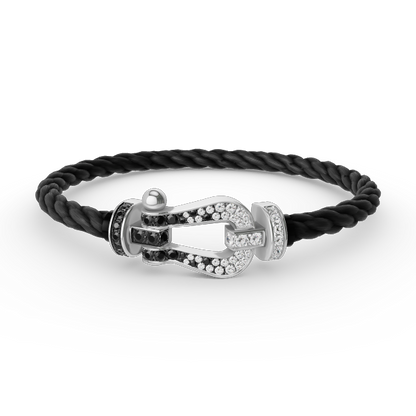 [Crown & Jewelry]FORCE LARGE HORSESHOE BLACK WHITE DIAMOND BRACELET SILVER