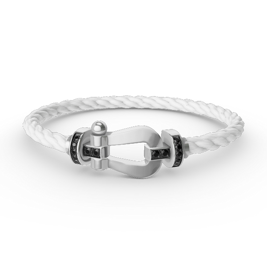 [Crown & Jewelry]FORCE LARGE HORSESHOE BLACK DIAMOND BRACELET SILVER