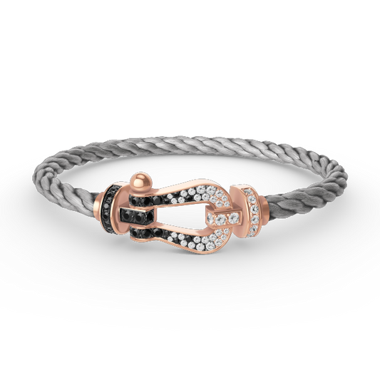 [Crown & Jewelry]FORCE LARGE HORSESHOE BLACK WHITE DIAMOND BRACELET ROSE GOLD