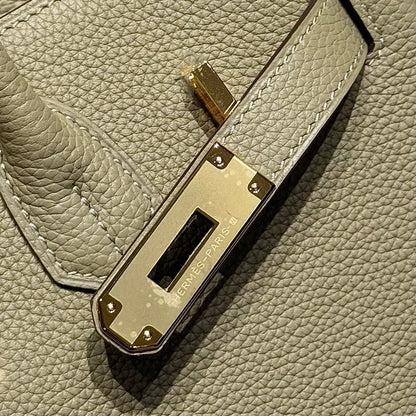 25S HERMES BIRKIN 30 IN CROMWELL GRAY CALFSKIN GOLD HARDWARE