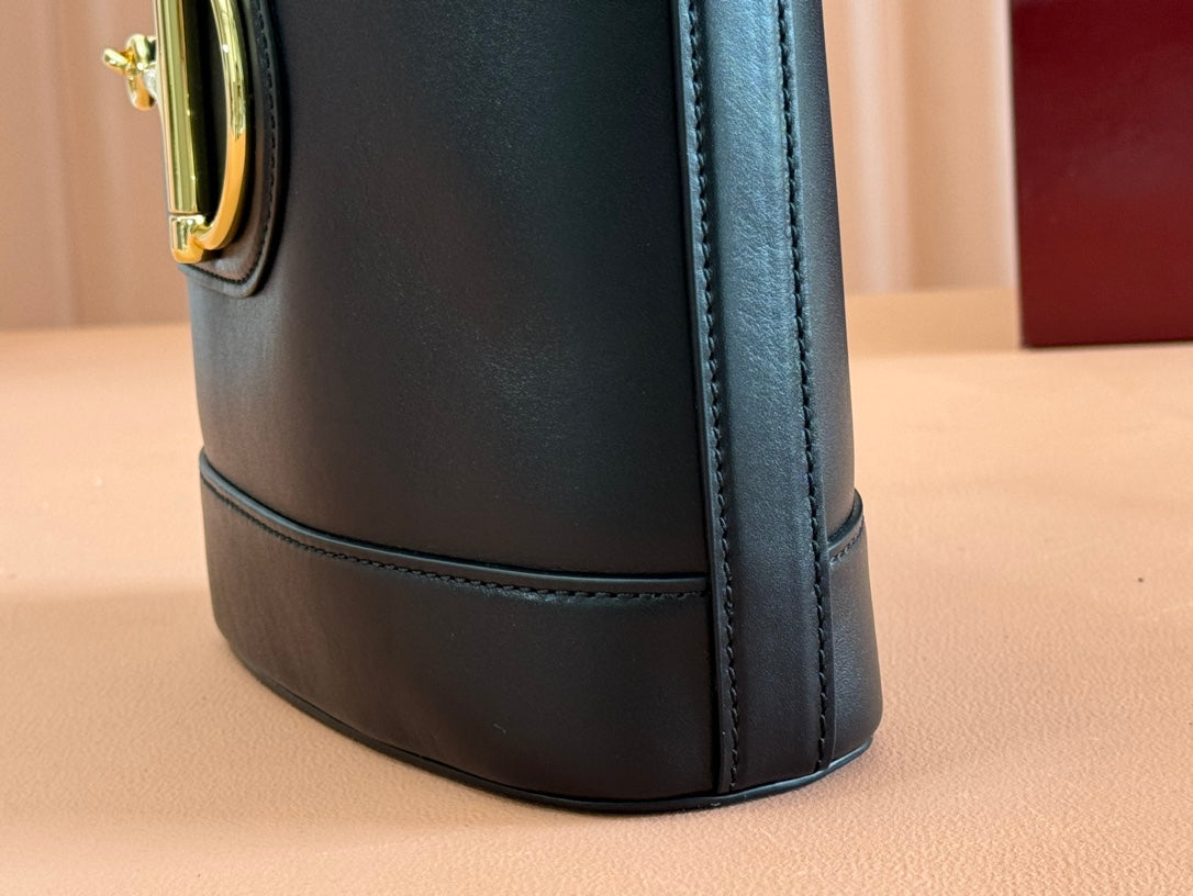 73 SMALL BUCKET BAG 20 IN BLACK SMOOTH CALFSKIN