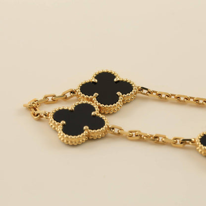 [Crown & Jewelry]CLOVER  5 MOTIFS BLACK ONYX BRACELET