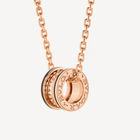 [Crown & Jewelry]ZERO 1 ROCK PEDANT PINK GOLD BLACK NECKLACE