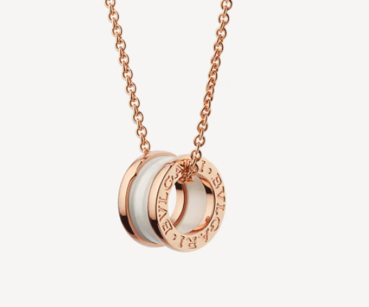[Crown & Jewelry]ZERO 1 WHITE CERAMIC PINK GOLD NECKLACE