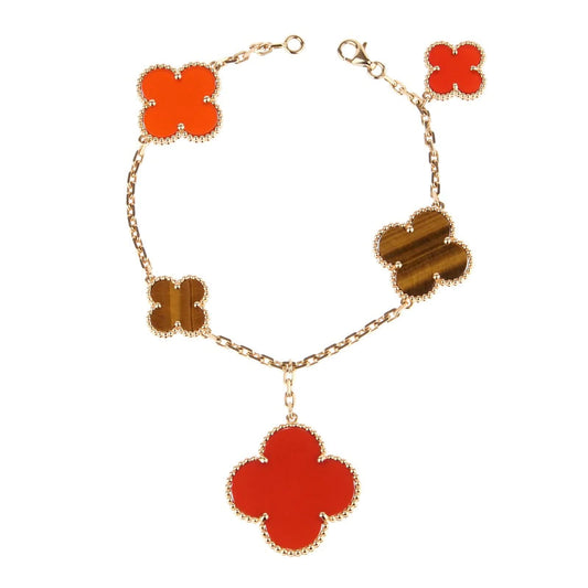 [Crown & Jewelry]CLOVER BRACELET 5 MOTIFS CARNELIAN TIGER EYE