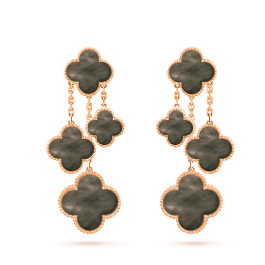 [Crown & Jewelry]CLOVER EARRINGS DARK MOP 4 MOTIFS ROSE GOLD