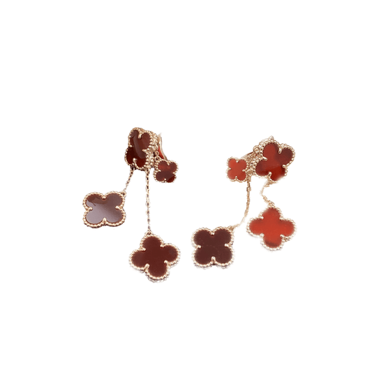 [Crown & Jewelry]CLOVER EARRINGS CARNELIAN 4 MOTIFS PINK GOLD