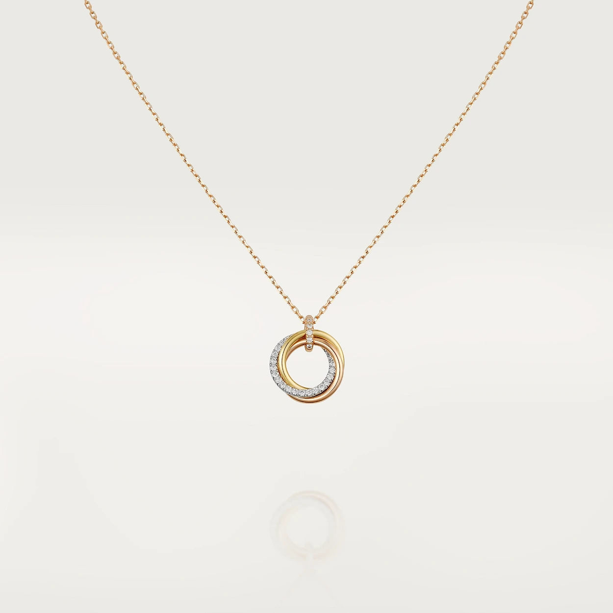 [Crown & Jewelry]TRINITY NECKLACE SILVER GOLD PINK GOLD DIAMONDS