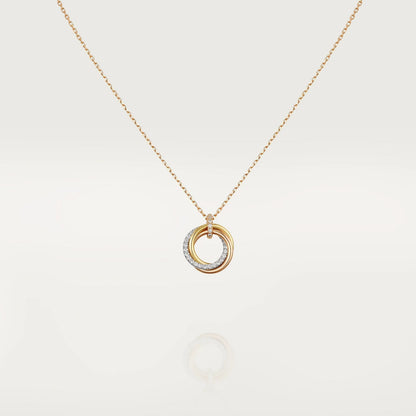 [Crown & Jewelry]TRINITY NECKLACE SILVER GOLD PINK GOLD DIAMONDS