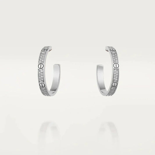[Crown & Jewelry]LOVE DIAMOND SILVER HOOP EARRINGS