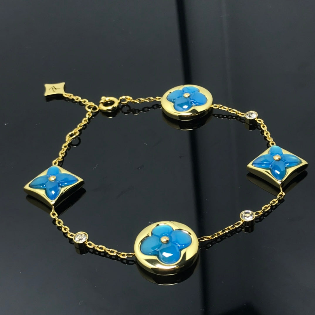 [Crown & Jewelry]STAR AND SUN 4 MOTIF BLUE BRACELET