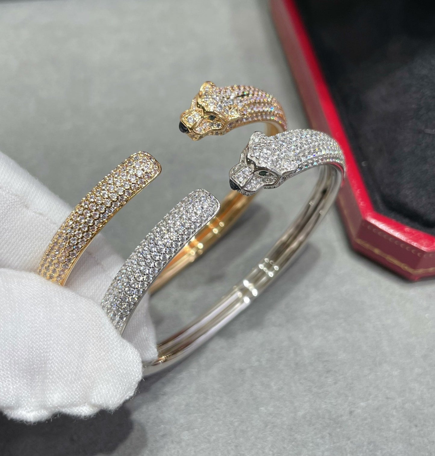 [Crown & Jewelry]PANTHERE FULL DIAMOND OPEN BRACELET