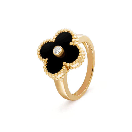 [Crown & Jewelry]CLOVER ONYX RING GOLD DIAMOND